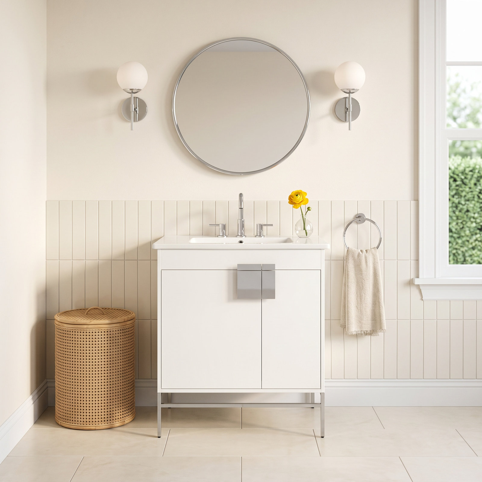 Maisie 30'' Single Bathroom Vanity, White, Polished Chrome