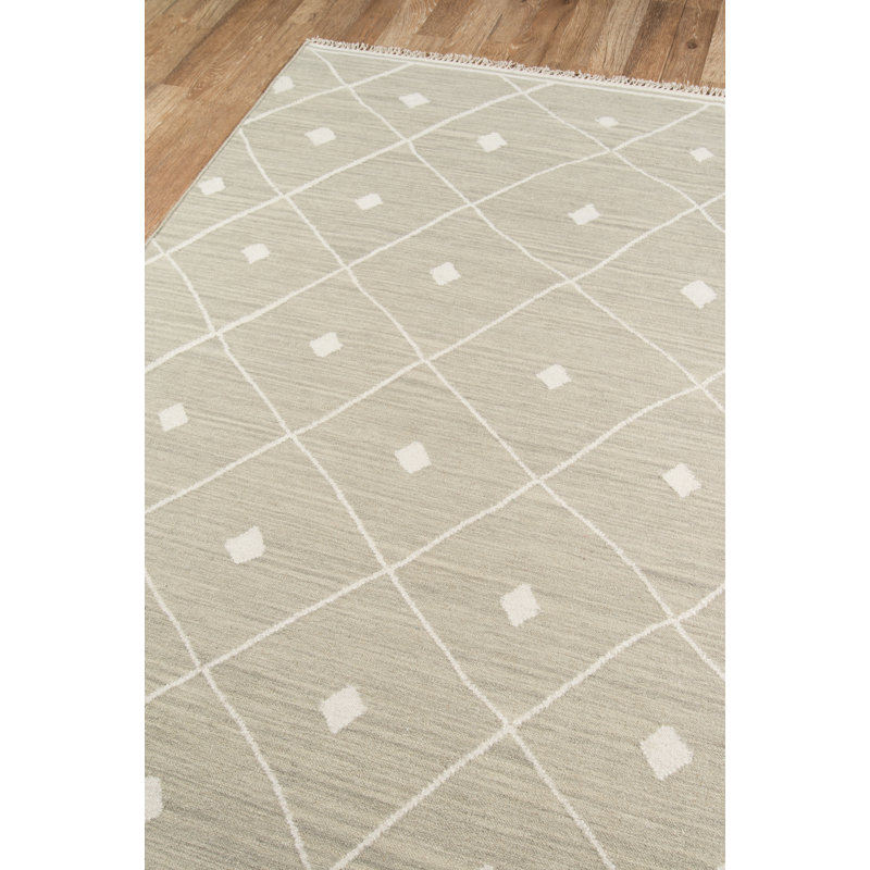 Thompson Wool Geometric Area Rug in Sage, Rectangle 5' x 7'6"