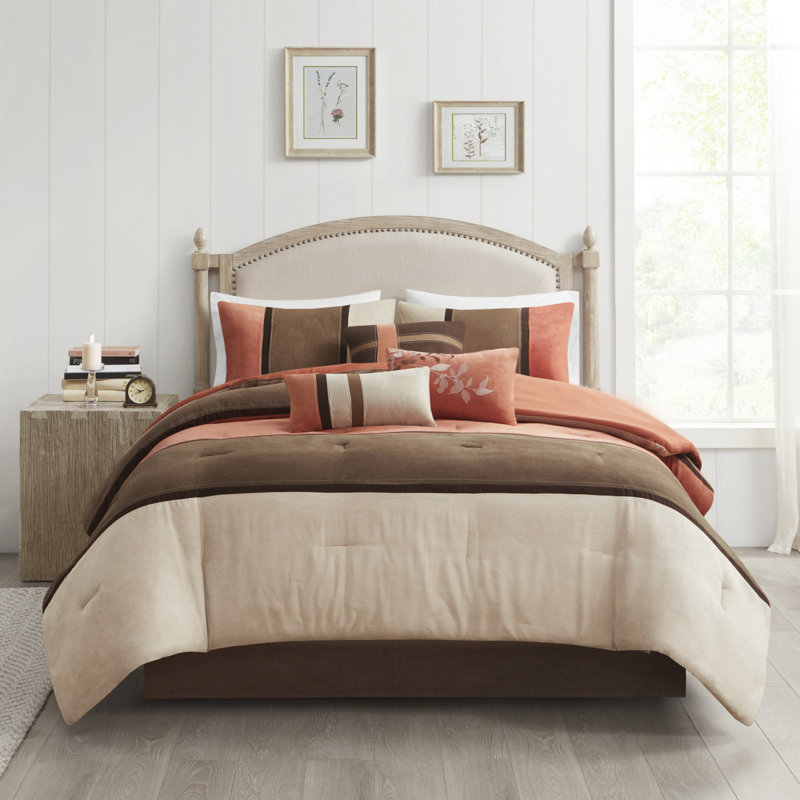 Ensemble de literie luxueux en faux suède 7 pièces, polyester corail, maison moderne
