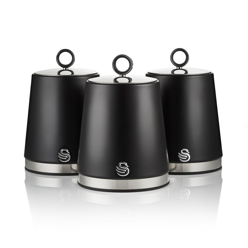 Serenity Iron Canister - Set of 3, Black