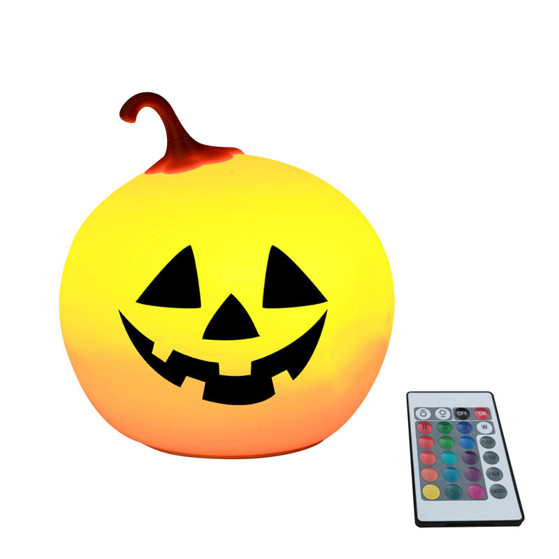 Remote Control Night Light，Pumpkin Lantern Halloween USB Colorful Charging Light Holiday Night Light