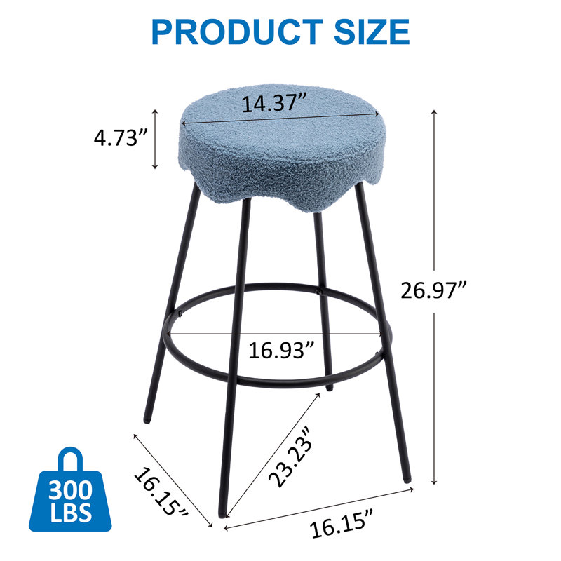 Tabouret de comptoir rembourré 26,97 po Kipten, Bleu
