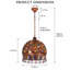 Luminaire suspendu en cristal 3 lumières rétro en cuivre antique rouge vieilli