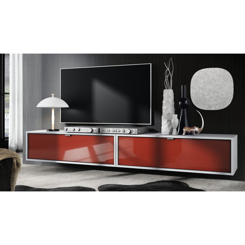 Mccaffrey Unfinished TV Stand for TVs up to 55", White/Bordeaux High Gloss