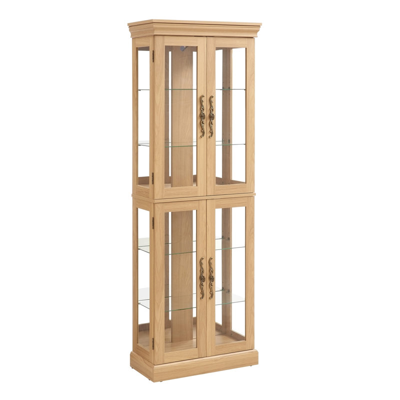 Vitrine lumineuse vitrée, Chêne clair