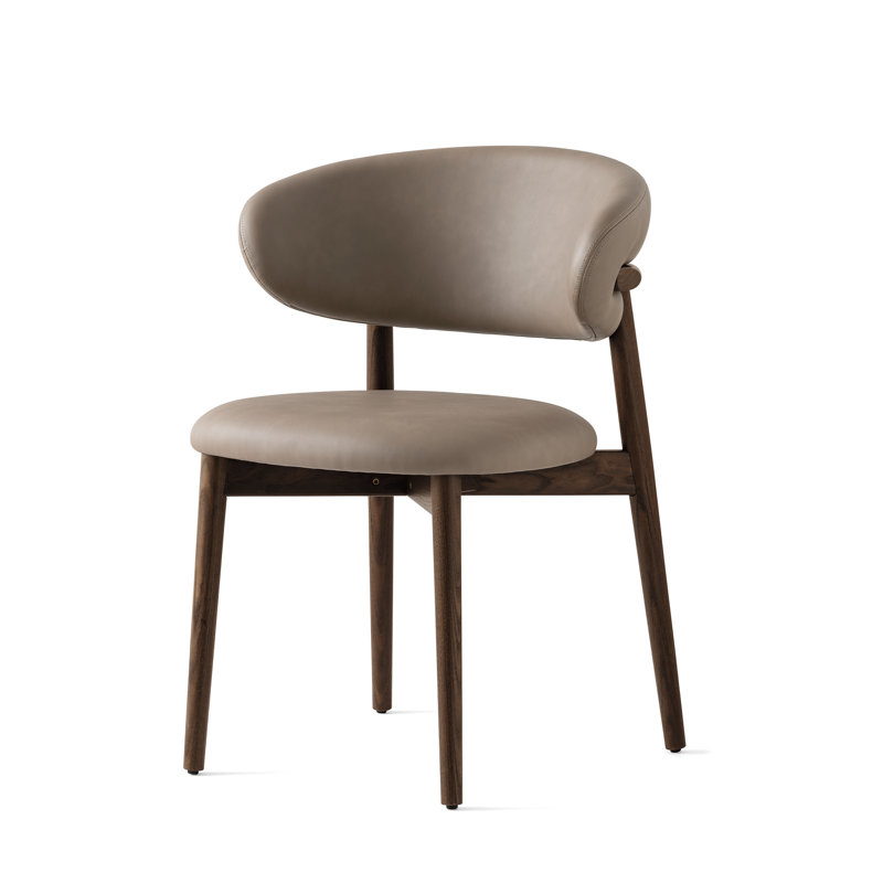 Chaise rembourrée Oleandro avec base en métal, Boue brune, Fumée