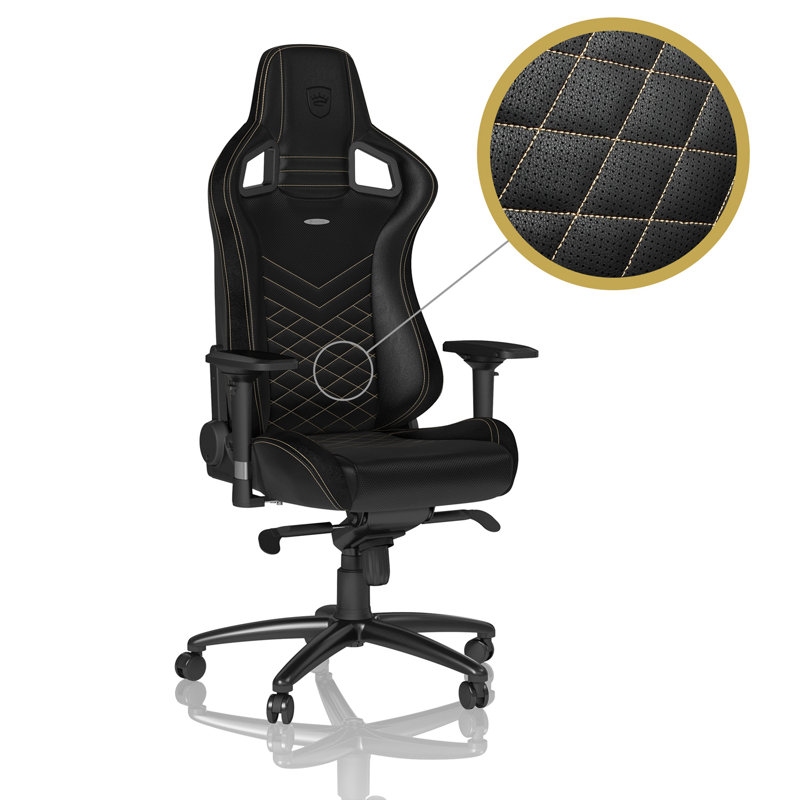 Noblechairs Adjustable Reclining Ergonomic Swiveling PC & Racing Game Chair in Black/Gold