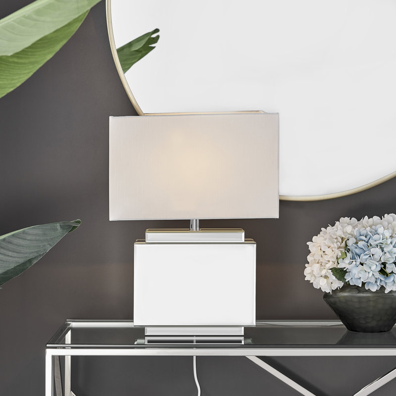 Magnusson Modern Mirror & Table Lamp Light (Including Bulb), White