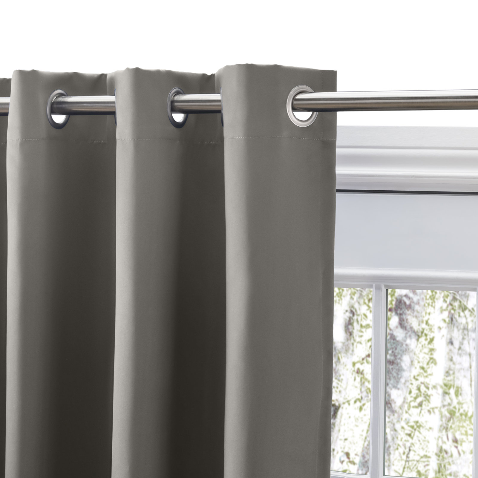 Ardelle Blackout Synthetic Curtain, 56" W x 63" L, Gray with Brushed Nickel Grommets