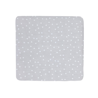 Drap-housse pour lit de bébé en satin gris Stars
