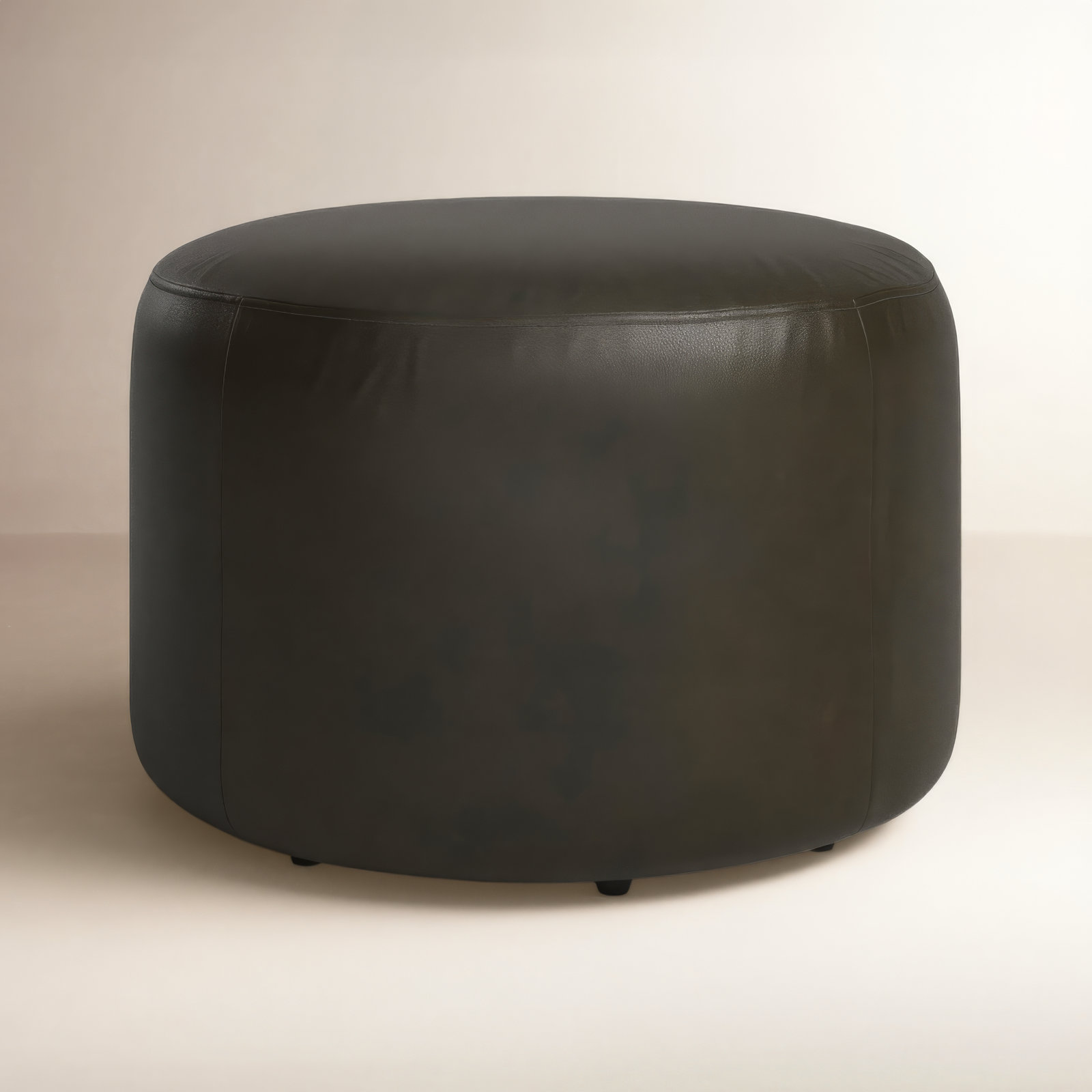 Danva 24" Genuine Leather Ottoman, Derrick Concrete Genuine Leather
