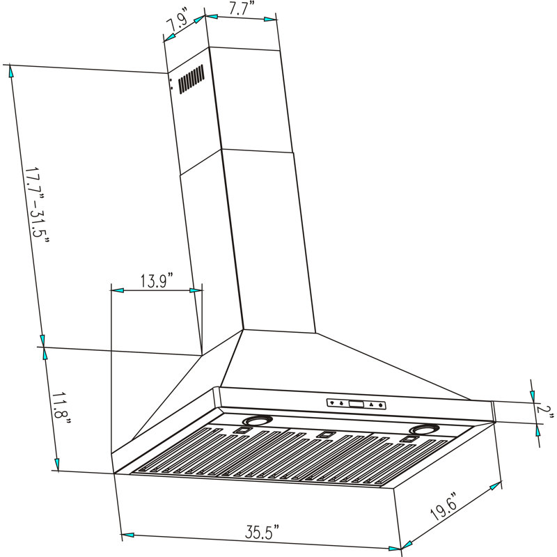 36" Stainless Steel Wall Mount Range Hood with Touch Controls