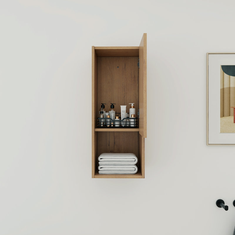 Rangement de salle de bain simple 12 po avec porte à fermeture douce, Naturel