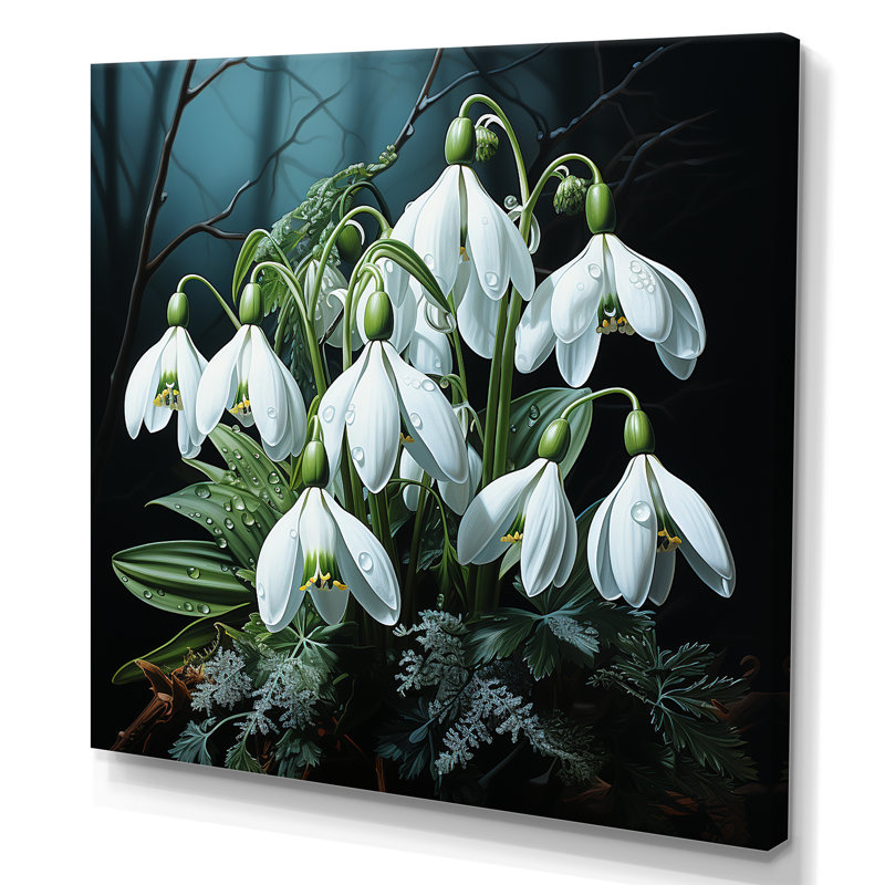 Morning Hush Snowdrops In Silent White VI - Snowdrops, art mural, Toile tendue, H 16 po x l 16 po x P 1 po
