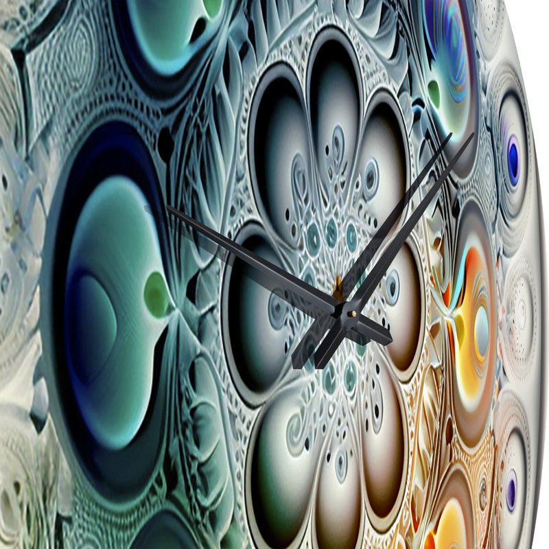 Horloge murale moderne à motif géométrique doux Cymatics Mandala II, Moyenne