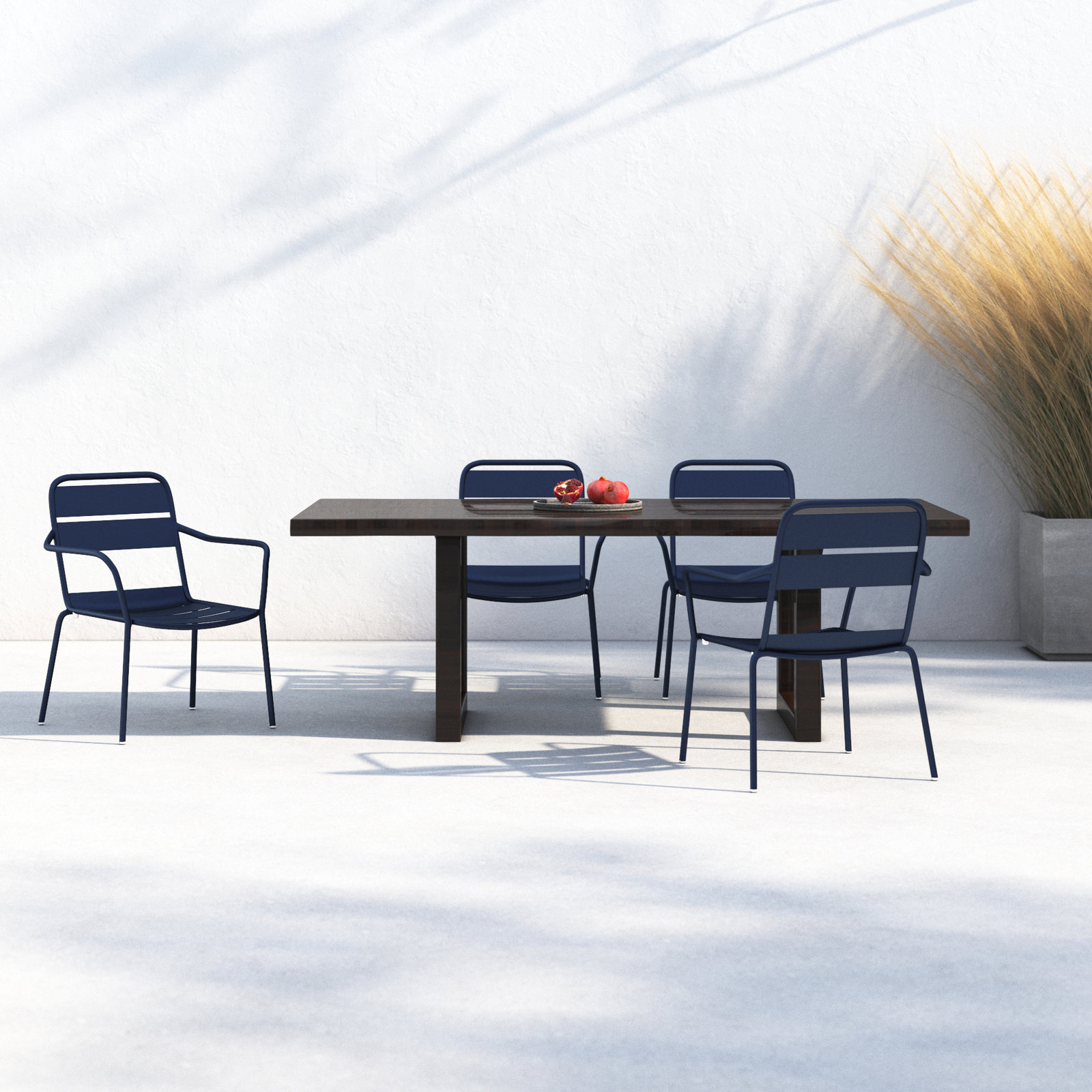 Kapri Stackable Patio Armchair, Prussian, 4