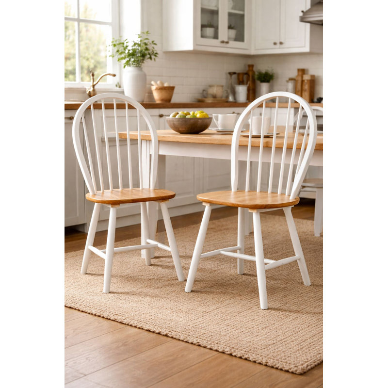 Bella Solid Wood Side Chair, Cream/Natural