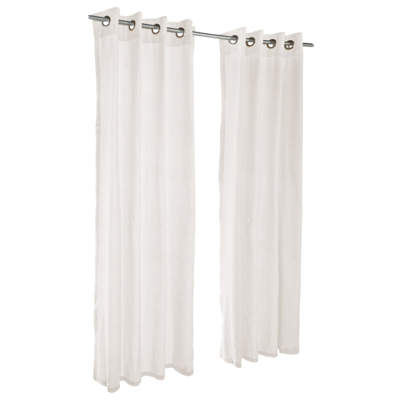 Panneau de rideau simple synthétique semi-transparent à oeillets d’extérieur semi-transparents sunbrella Pineview, Neige pure