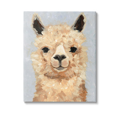 Fuzzy Alpaca Painting Canvas Wall Art by Victoria Barnes