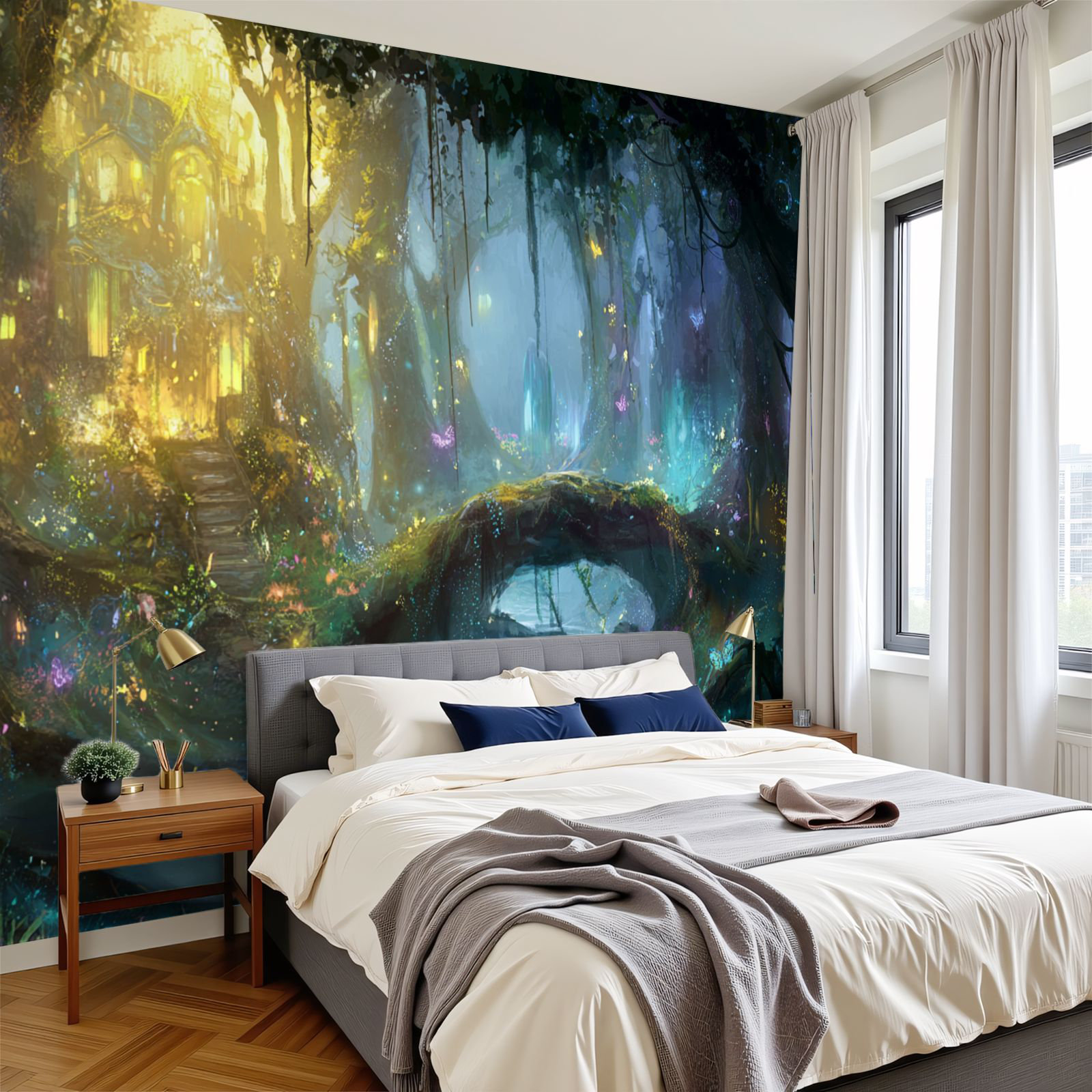 Red Barrel Studio® Peel and Stick Wallpaper colorful forest city ...