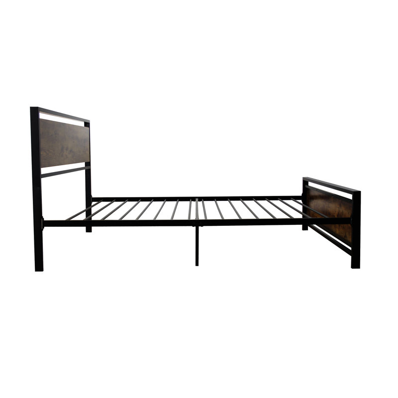 Lit simple en métal noir - et conception fiable, confort de chambre à coucher moderne, facile à assembler, sans sommier, structure stable d'une capacité de poids de 300 lb, noir, choix confortable, installation, limite de charge