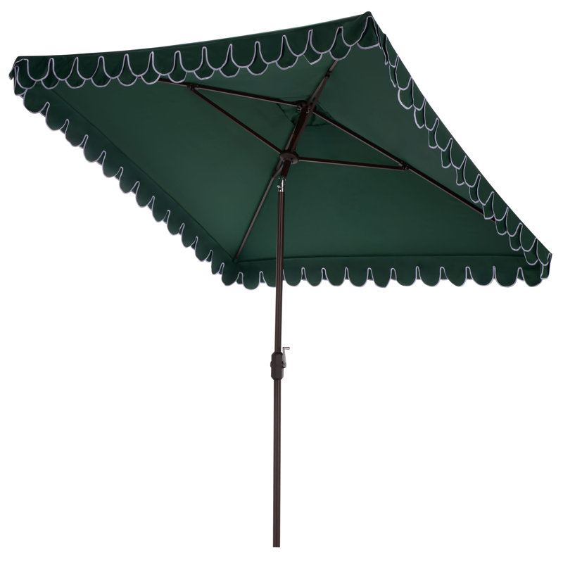 Outdoor Sasha Crank Umbrella, Hunter Green/White
