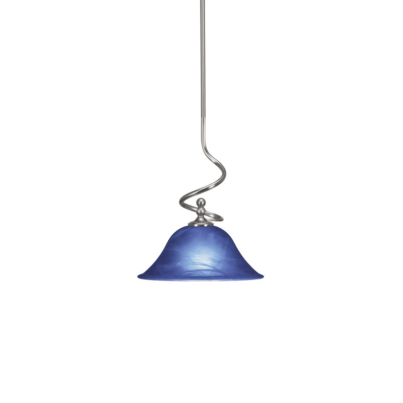Anjuli Stem Hung Mini Pendant With 10" Blue Italian Glass, Brushed Nickel
