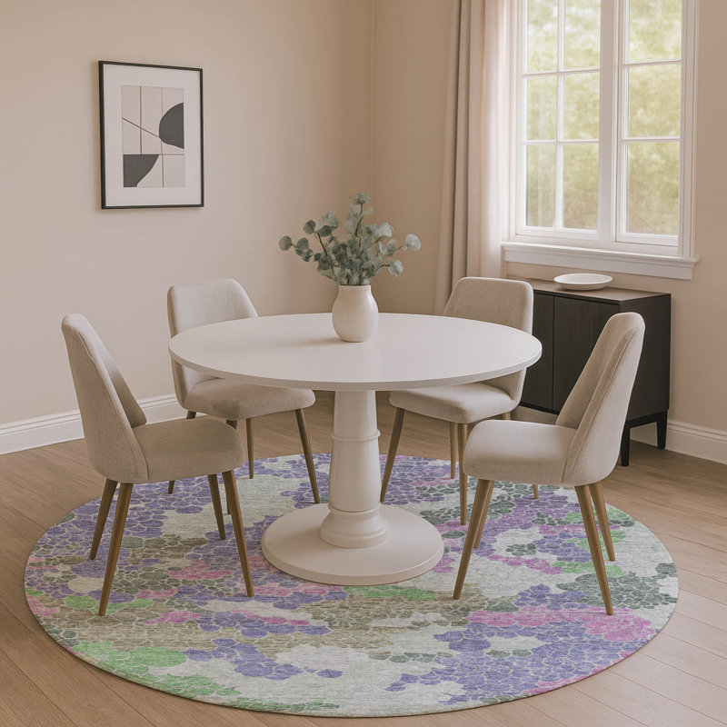 Premium Machine Washable Farolt AMF1906 Geometric Rug, Round 8'
