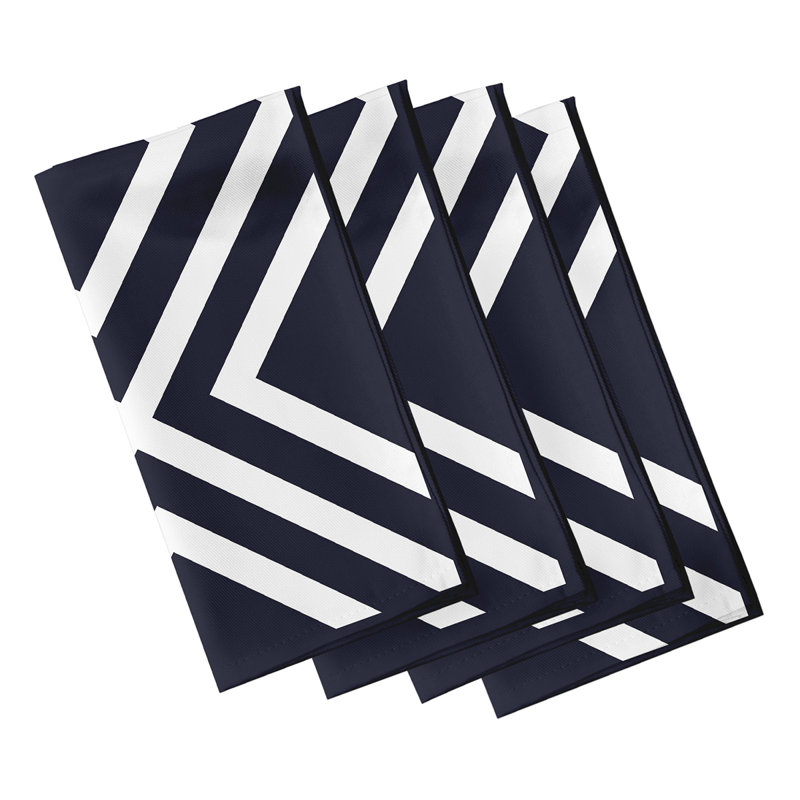 Laronica Polyester Geometric Square Napkin, Navy