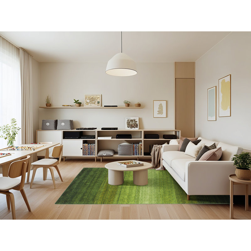 Tapis de la surface verte de mer contemporaine, Rectangle 7 pi x 9 pi