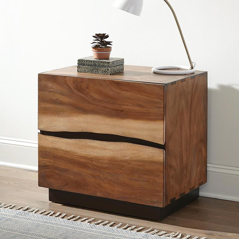 2 Table de chevet en bois de style attrayant avec aspect noyer et grain de café