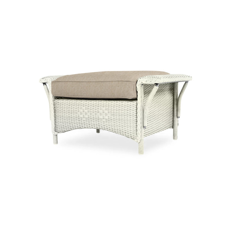 Nantucket Outdoor Ottoman, Rumba Straw, White