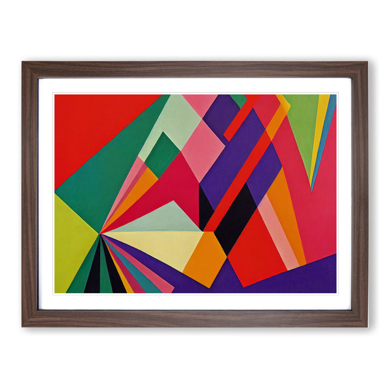 XH1022-8680X Suprematism Art Abstract Vol.4 1 Piece Single Picture Frame Painting, 25cm H x 34cm W x 2cm D, Walnut