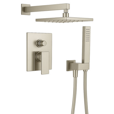 Vitrina Pressure Balance Shower System with 2-Way Diverter, 8-Inch Rain Shower Head and Wall Mounted Hand Shower, Valve Included