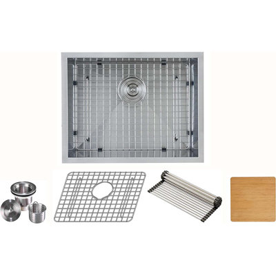 KBFmore 23" L x 18" W Stainless Steel Handmade Kitchen Sink Single Bowl Undermount Rust Resistant