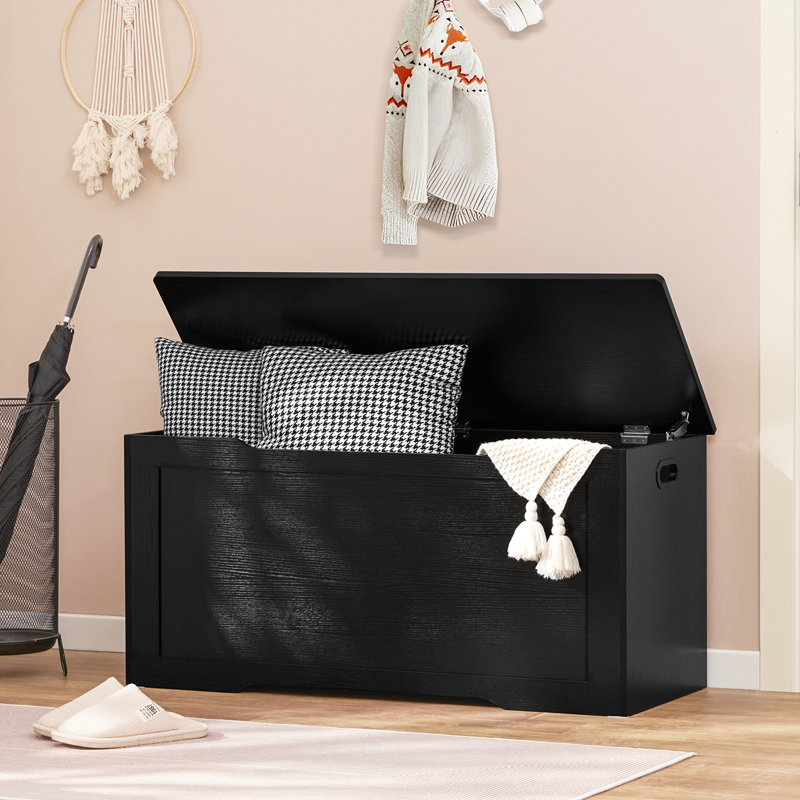 Coffre de rangement avec 2 charnières de sécurité, coffre de rangement, banc de rangement à plateau relevable, coffre à jouets, coffre à jouets pour la chambre à coucher