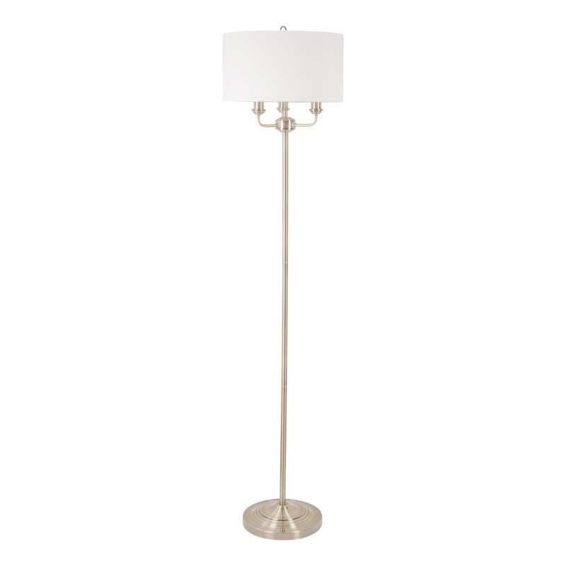 Dunn 154cm Traditional Floor Lamp, Antique Brass, Light Cream