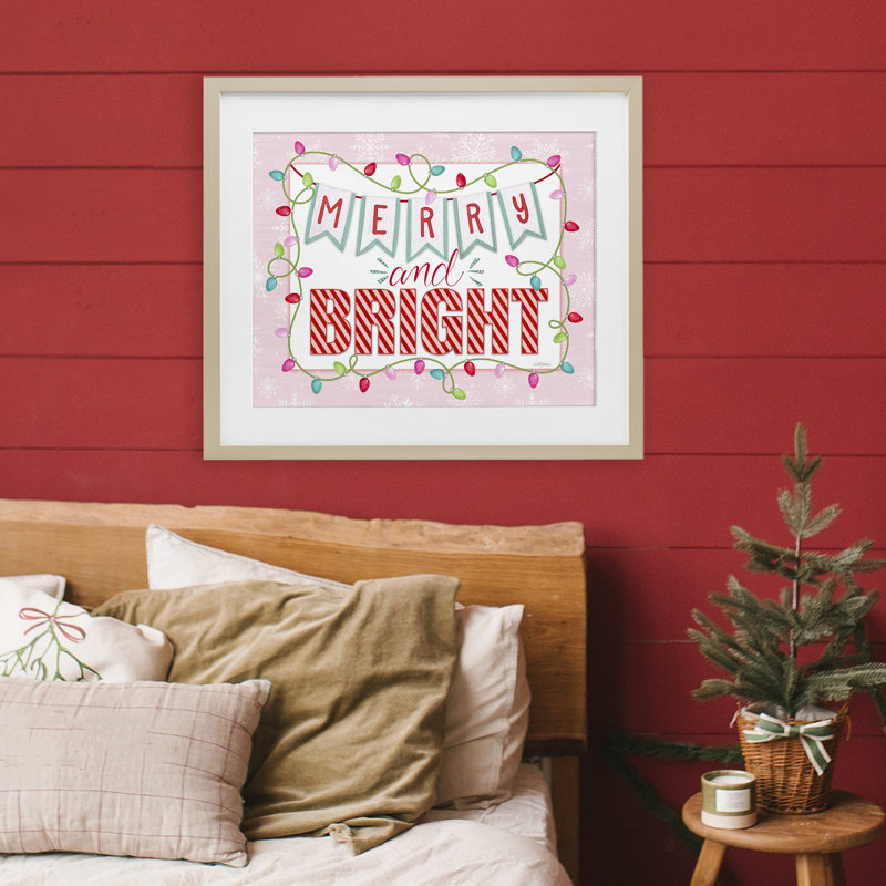 «Pastel Pink Merry & Bright», reproduction encadrée sous verre, design par Nicole Tamarin, H 13 po x l 16 po