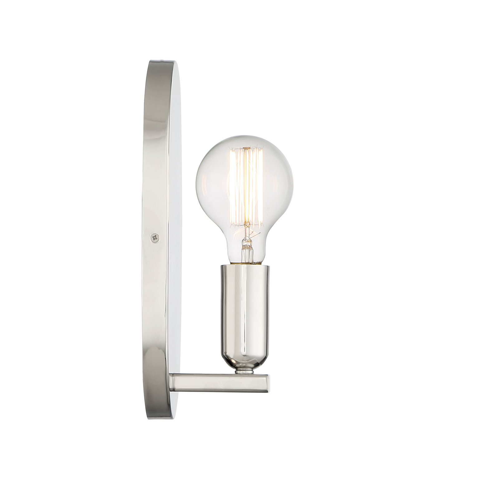 Single Light Dimmable Armed Sconce, Polished Nickel