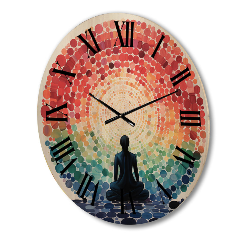 Colorful Meditation Harmony of Mind - Abstract Oversized Wood Wall Clock, Large