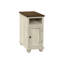Table d'appoint étroite de style classique: table de chevet de chambre à coucher en placage blanc antique et brun avec plateau biseauté: rangement