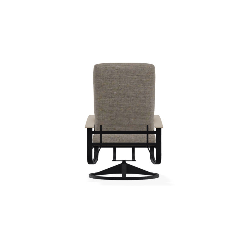 Belle Isle Outdoor Swivel Lounge Chair, Cast Ash Sunbrella® Plainweave, Desert P60, Textured Black