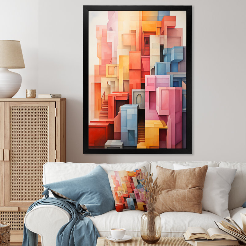 Fitchette Constructivism Construit Horizons VIII - reproduction sur toile, H 32 po x l 16 po x P 1 po, Cadre photo noir