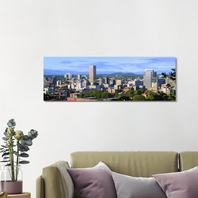 Skyscrapers In A City - Wrapped Canvas Panoramic Print
