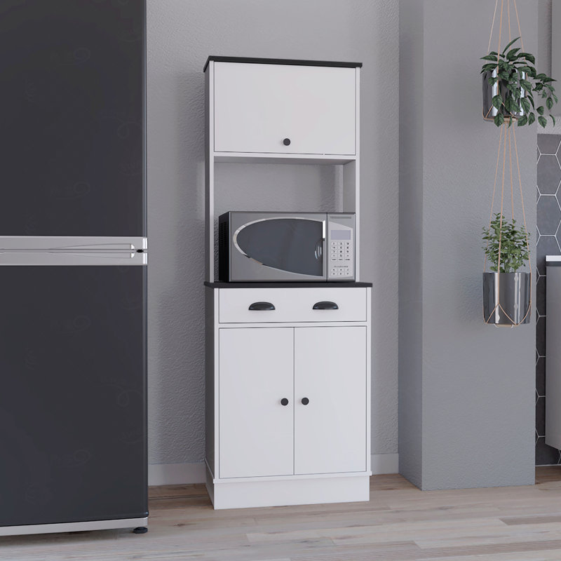 Garde-manger H 66,3 po avec tiroir, 2 armoires et support pour micro-ondes