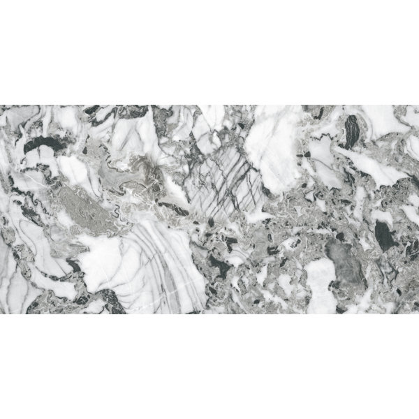 High Gloss 19.3" x 38.6" Porcelain Marble Look Wall Floor Use Tile