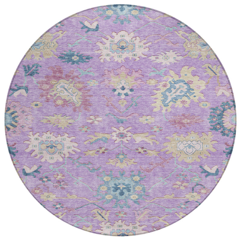 Eugene Purple Washable Indoor-Outdoor Rug - , 8' x 8'