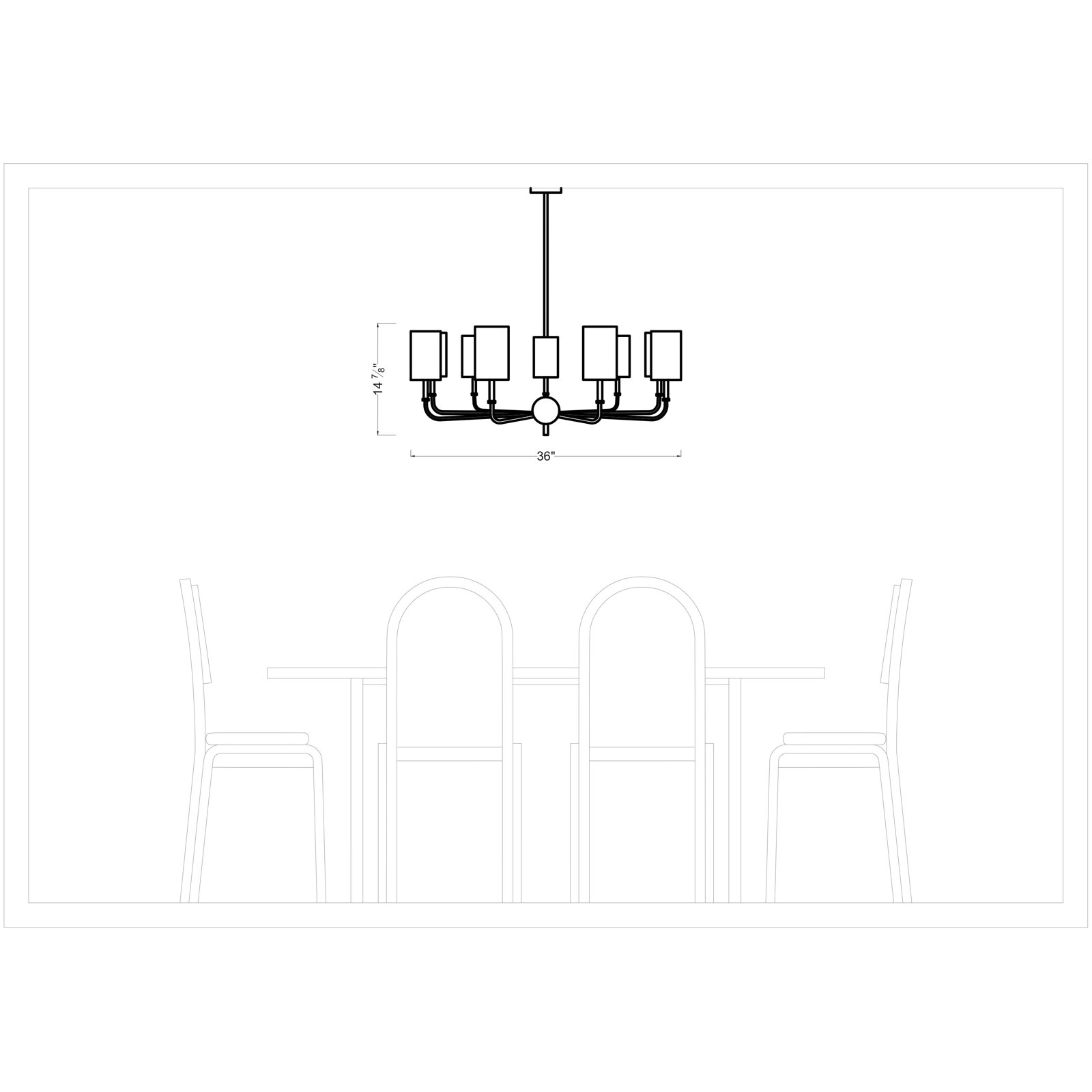 Rowley Nine Light Chandelier, Brushed Nickel