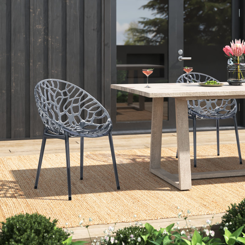 Metrocles Stacking Patio Dining Side Chair, Transparent Smoke Gray
