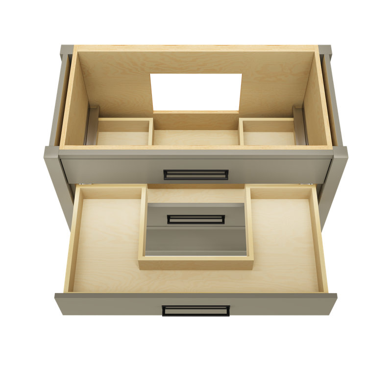Kiawah Three-Drawer Single Bath Vanity, French Olive, Matte Black, 42"